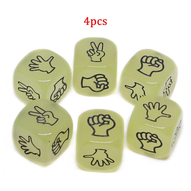 2/4/6Pcs Funny Dice Board Games Toy Finger-guessing Game Dice Rock Paper Scissors Stone Game Family Party Supplies ZXH: Luminous 4pcs