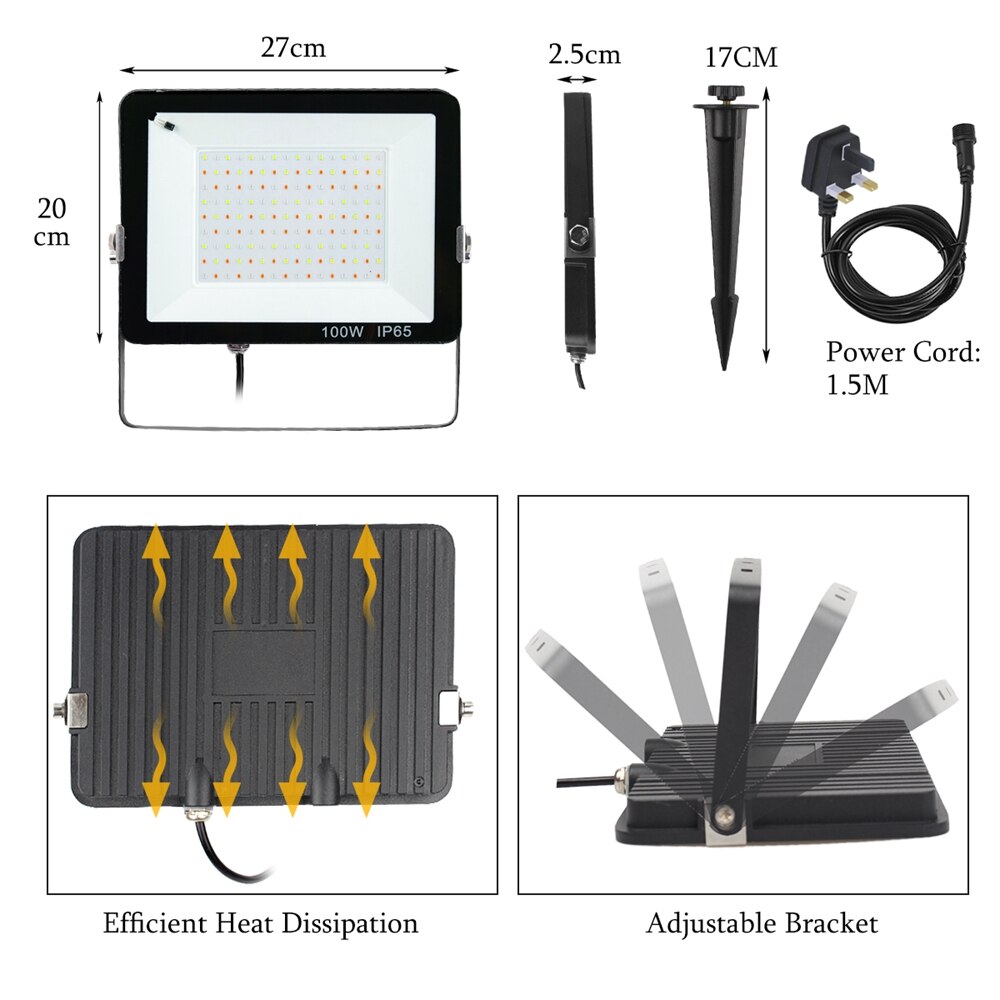 T-sol 240v 220v 110v ledet flomlys 50w/100w rgb flomlys oss/eu/uk støpsel ledet søkelyset utendørs farge fjernkontroll  ip65