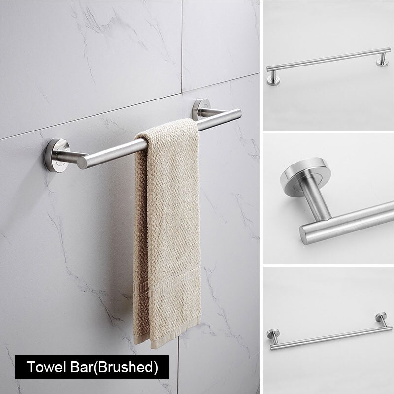 3-Pieces SUS304 Stainless Steel Bath Accessories Kit, Bathroom Hardware Set Towel Bar, Toilet Paper Holder, Robe Clothes Hook