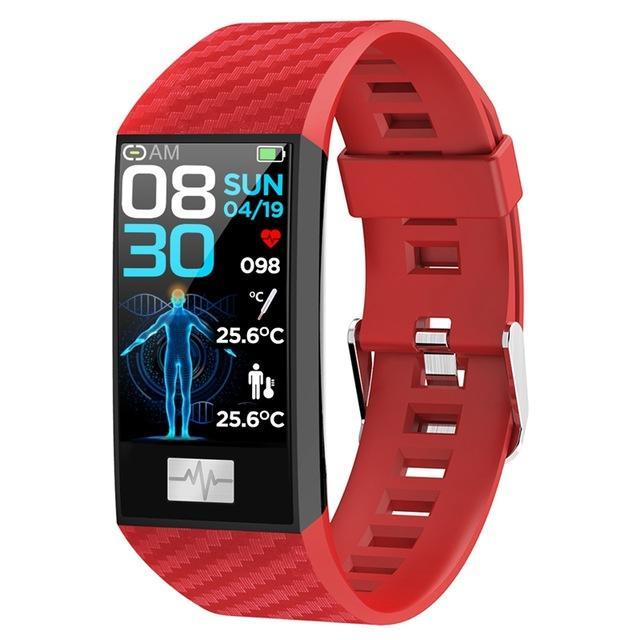 DT58 Pro 24 Stunde Temperatur Immunität Armband Fitness Track Wetter Höhe Outdoor Gesundheit Smart Uhr für Frauen Männer: Rot