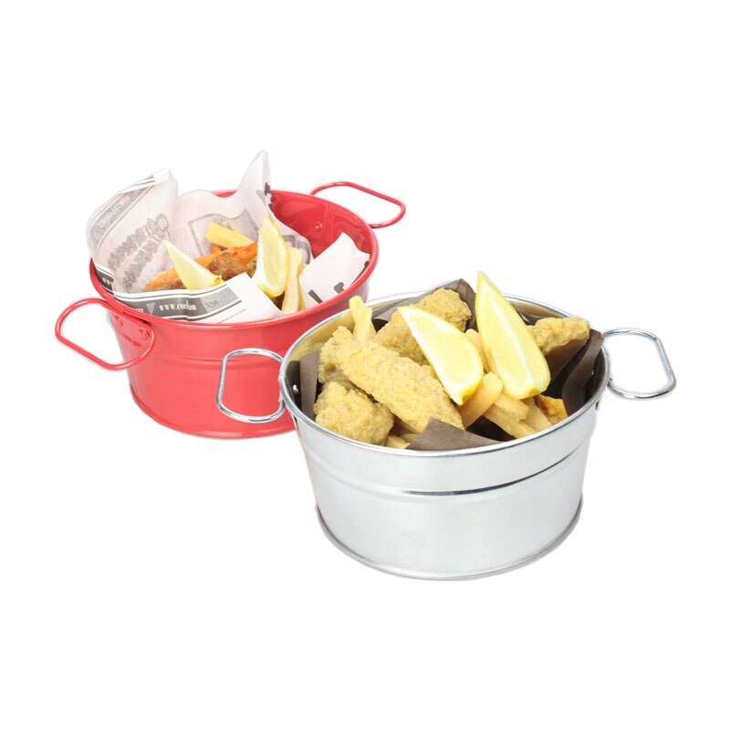 Stainless Steel Fries Barrel Snack Barrel Fried Chicken Barrel Korean Black Western Restaurant Tableware Seafood Barrel