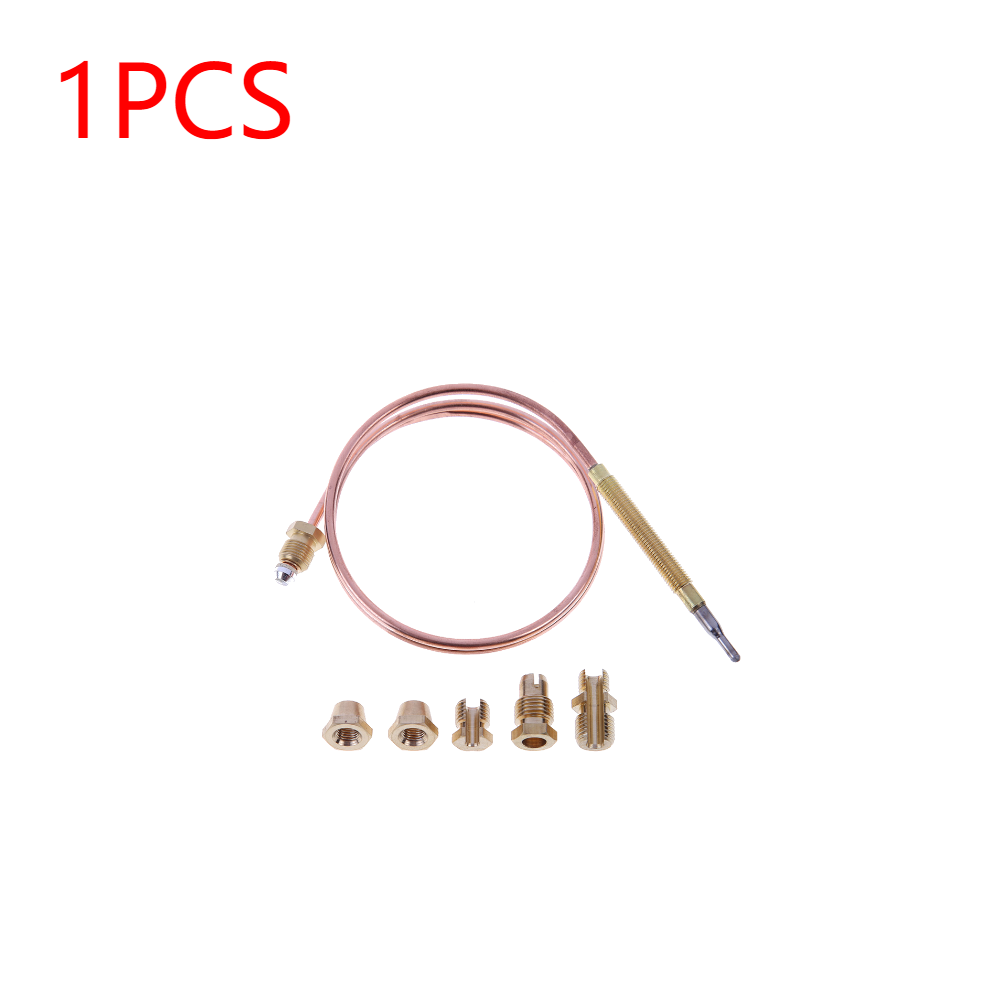 1-5 st universal gas termoelement ventil 60/120cm eldstad ersättningstermoelement för vattenkokare teurna med 5 fasta delar: Guld-
