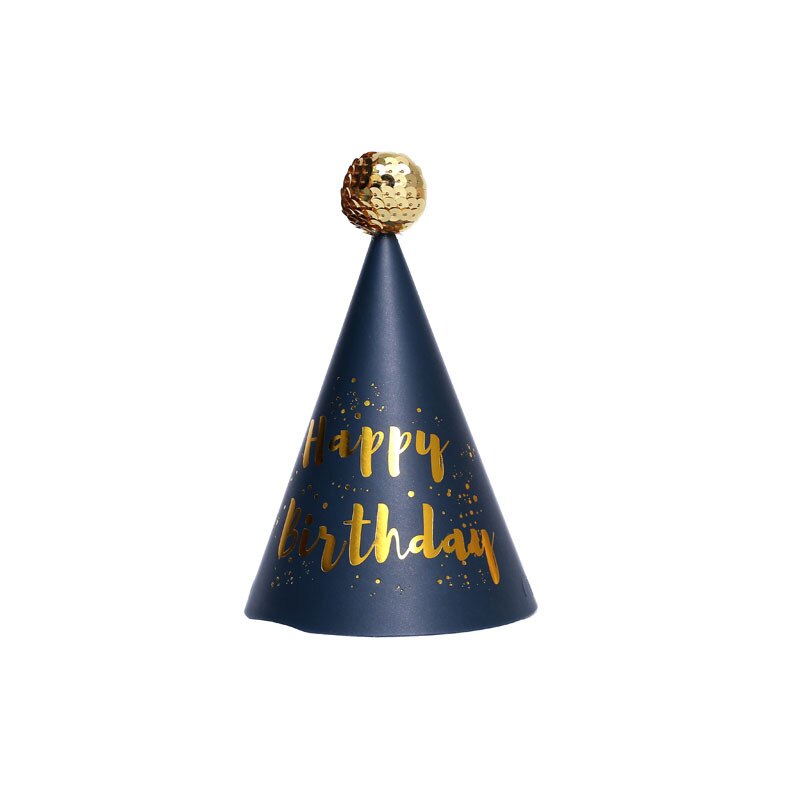 Kinderen Verjaardag Hoed Gelukkige Verjaardag Papier Hoeden Cap Prins Prinses Kroon Partij Decoratie Voor Jongen Meisje Verjaardagsfeestje Decoraties: black happy