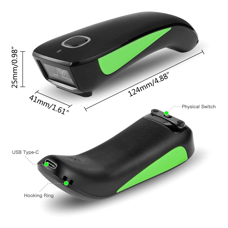 Barcode Scanner C740 Bluetooth-compatible Wireless Handheld Pocket Bar Code Scan T84D