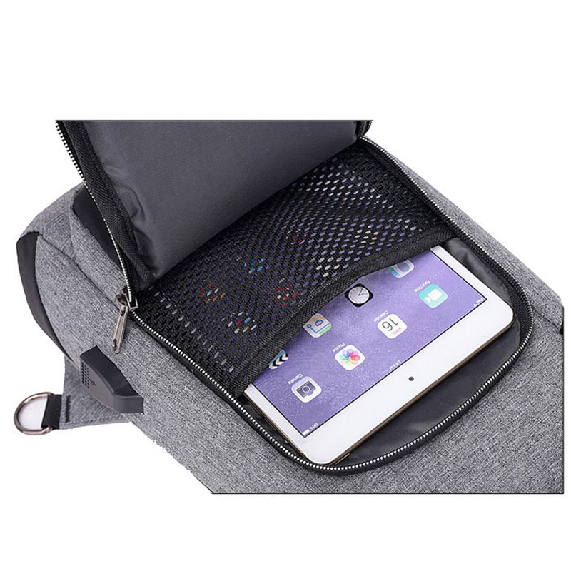 UOSC Luxe Borst Tas USB Messenger Crossbody Tassen Voor Mannen Schoudertas Sling Bag Waterdichte Korte Reis Mobiele Telefoon Tas