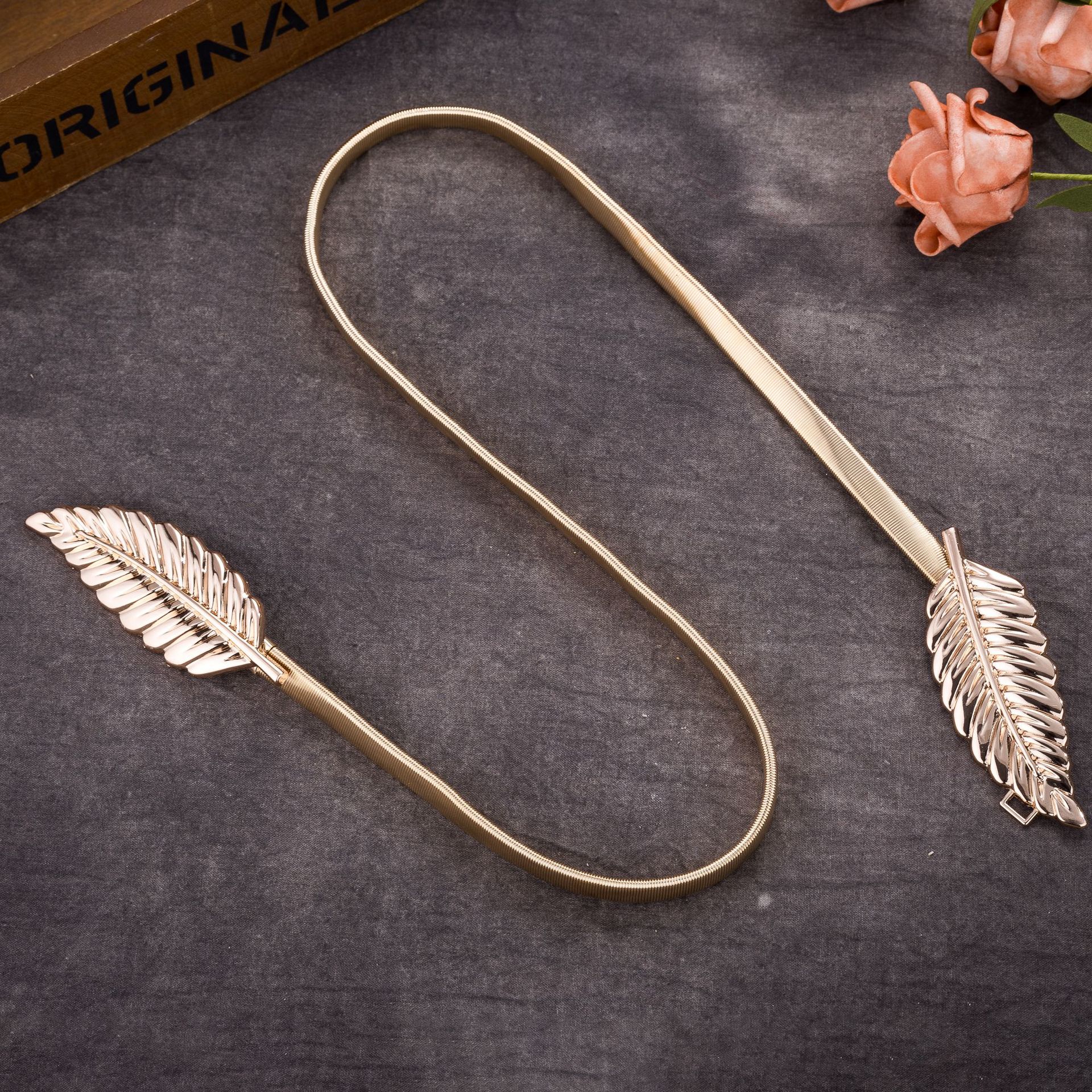 Metalplade bælter til kvinder mærke engel kvinder skinny vinger bælte kvindelige guld sølv talje kæde elastiske tynde cummerbunds: 4