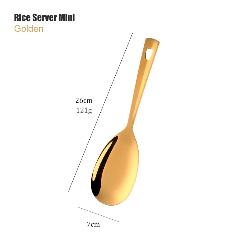 Gold Cooking Tools Set Stainless steel Soup Ladle Spatula Metal kitchenware Colander Rice Spoon Cake Shovel cookware: 2-2