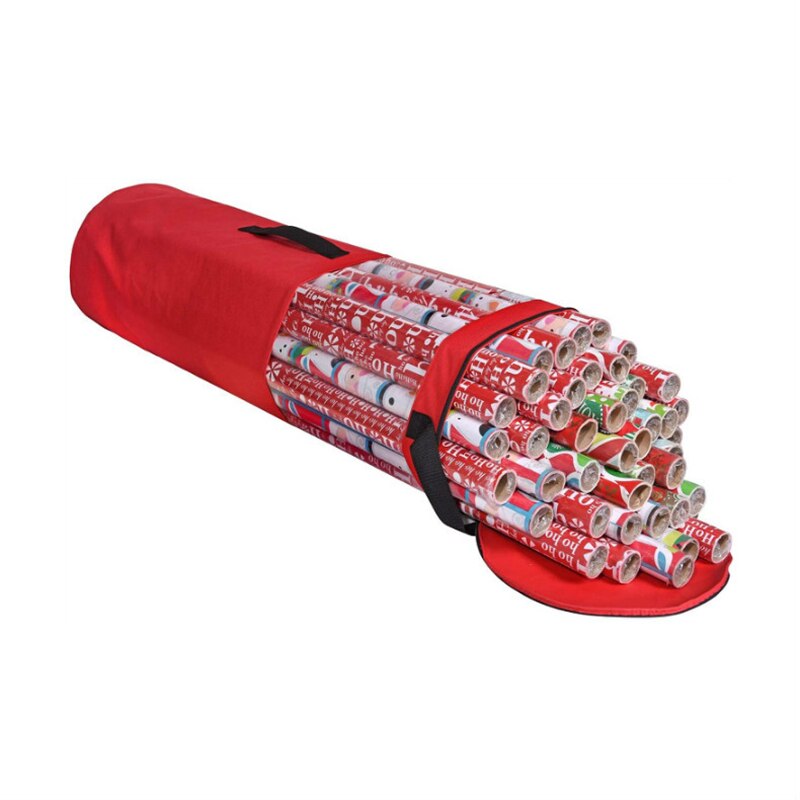 Sac de rangement en papier d&#39;emballage pour de noël, porte-ruban en rouleaux de , couleur unie, organisateur de rangement pour emballage de de noël: Red