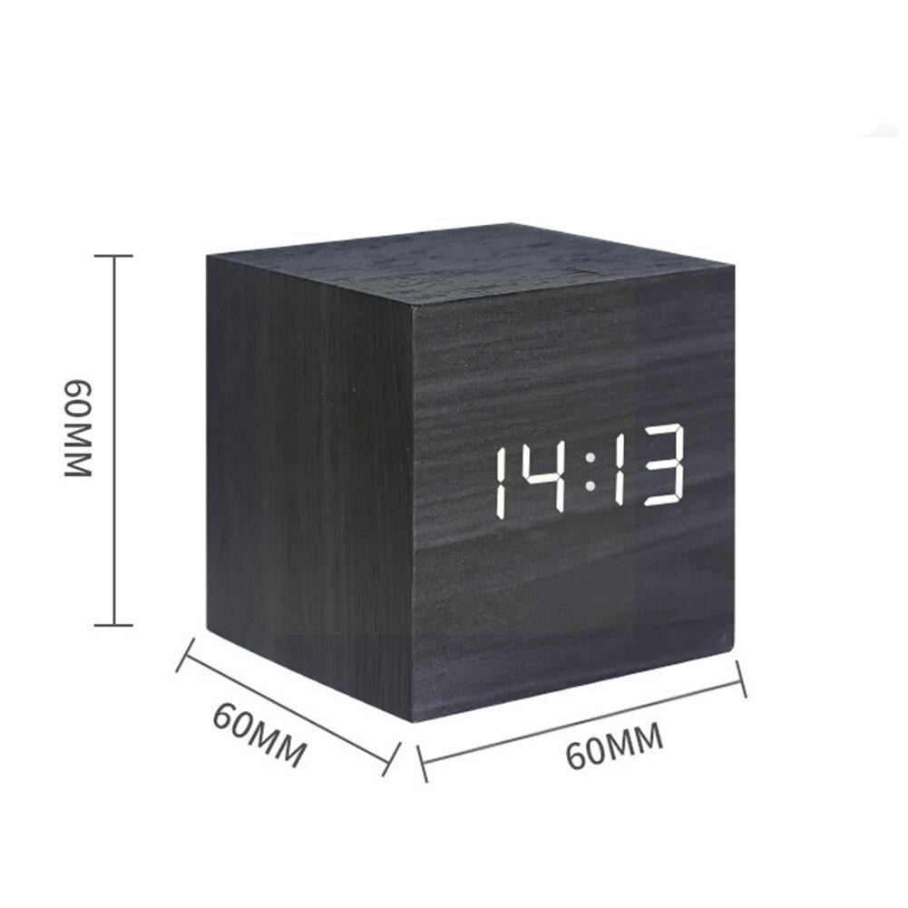 Alarm Clock LED Wooden Watch Table Voice Control Digital Wood Despertador USB/AAA Powered Electronic Desktop Clocks