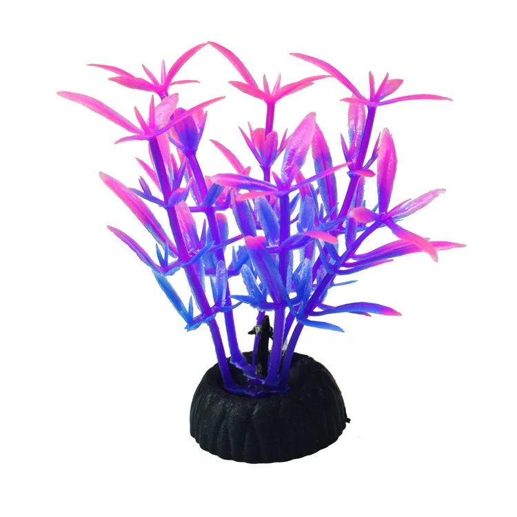 Aquário artificial decorativo pvc plantas aquáticas simulação água ervas daninhas ornamento tanque de peixes grama decoração acessórios: Azul marinho