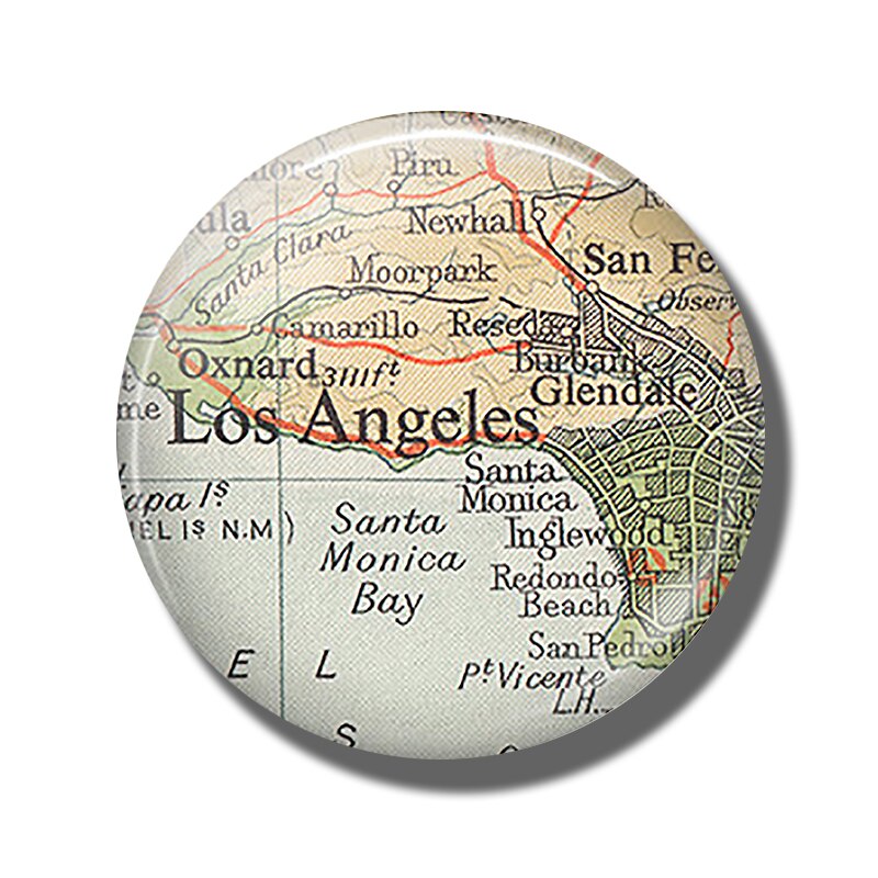Ohio Melbourne Williamsburg Ecuador Los Angeles Indianapolis Cape Cod Philadelphia Florence Map Souvenir Fridge Magnets Stickers: Los Angeles