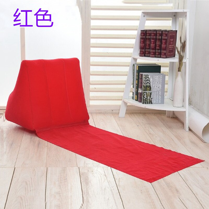 draussen Reise Aufblasbare Strand Liege matt Mit Weichen Dreieck Kissen PVC Beflockung Tragbare Einzigen Camping matt Gras Kissen: rot