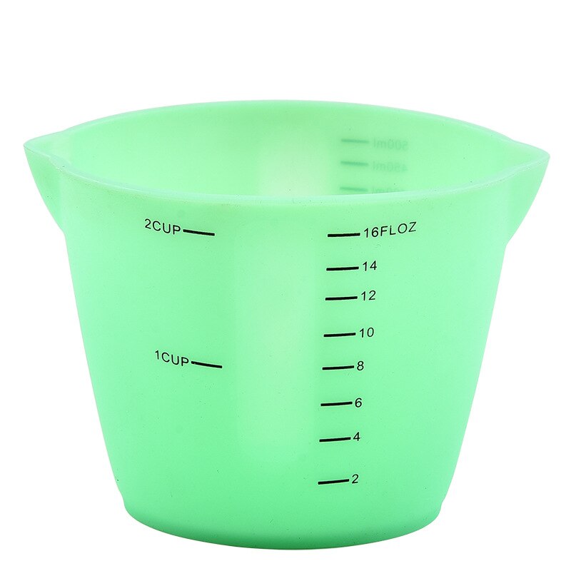Baking Soft Measuring Cup Double-spout Silicone Measuring Cup Baking with Graduated Soft Measuring Cup Kitchen Accessories: 500ML Tea green