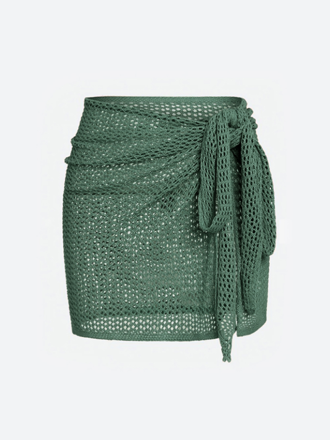 Women's Knitted Short Skirt with Hollow Straps and Slit, Sexy Beach Coverup Shirt for Summer