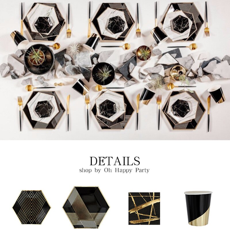 Verjaardagsfeestje Wegwerp Papieren Plaat Cup Milieu Stro High End Picknick Diner Set Bedrijf Ceremony Servies Decoratie