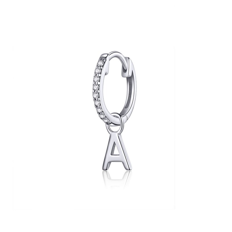 Wostu Brief Een Initialen Kleine Oorbellen 925 Sterling Zilver Zirkoon Alfabet Mini Oorringen Voor Vrouwen S925 Sieraden FIE848-A: FIE848-A