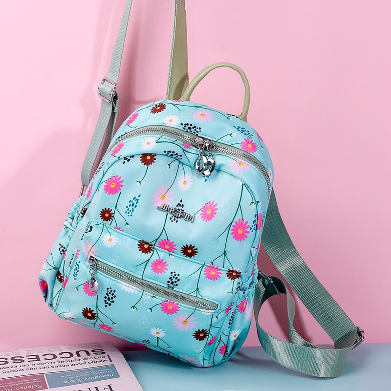 Mochila de viaje con estampado Floral refrescante para mujer, mochila bonita estilo Oxford de tela duradera, bonita estilo escolar