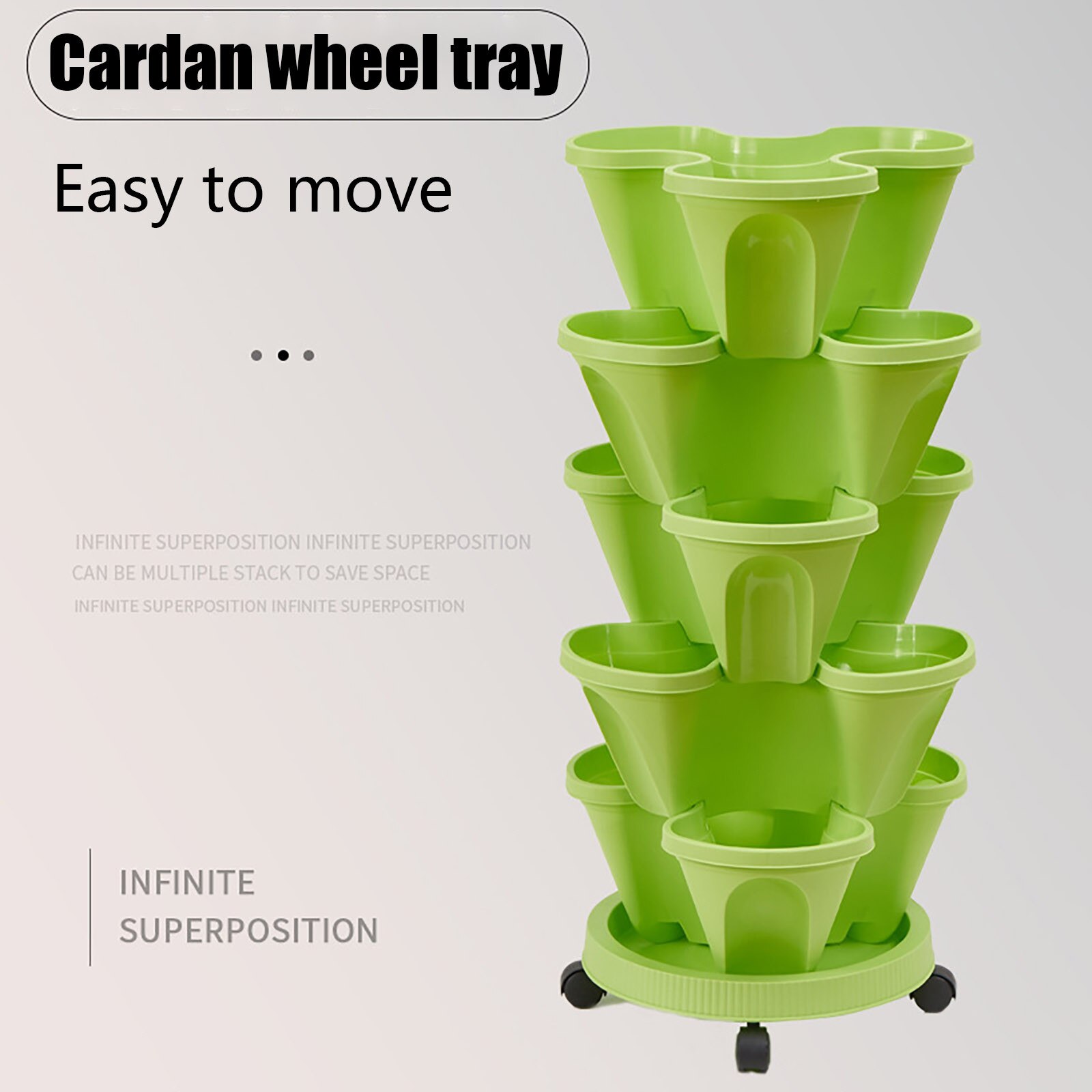 Stackable Vertical Planter Sets 3-Petals Stackable Multiple Layers Vertical Garden Planter 1 Movable Flower Pot BaseFor Growing