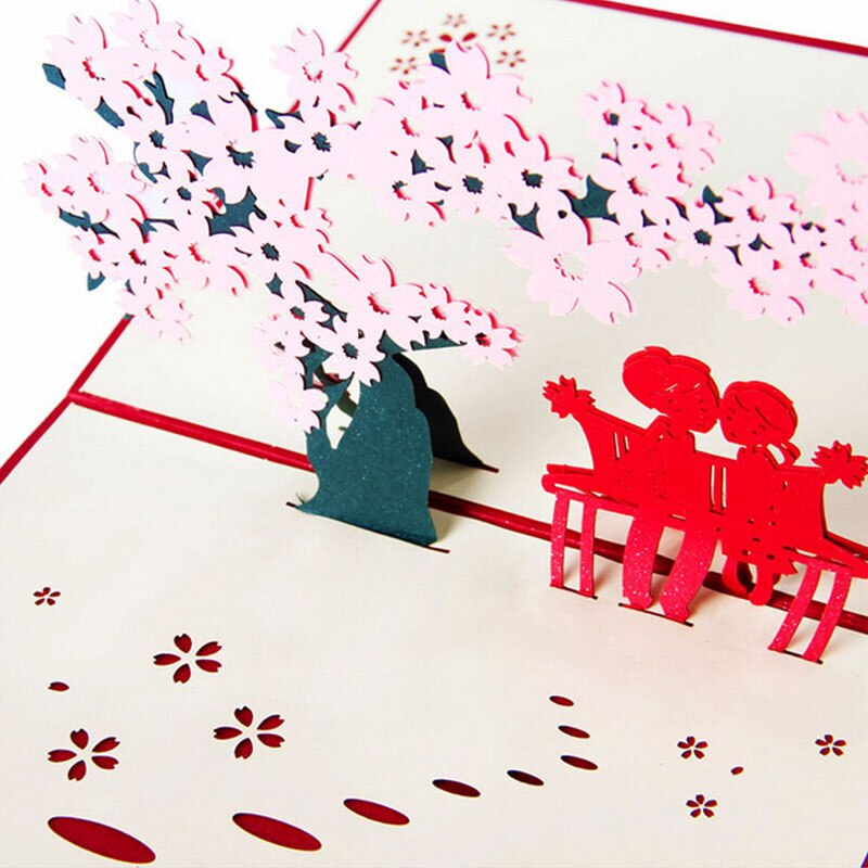 3D Pop UP Wedding Card Cherry Tree Wedding Invitations Cards Valentine Save The Date Anniversary Greeting Card Greeting Postcard