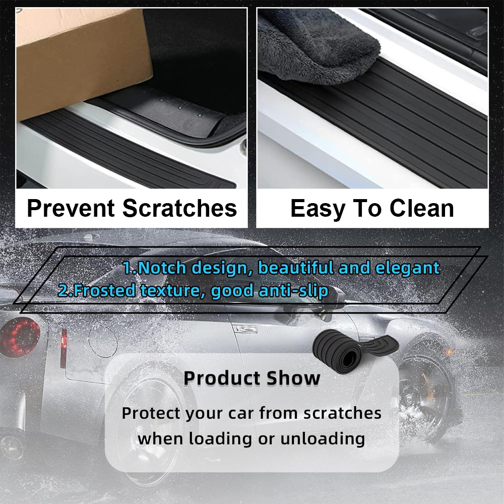 Protector de parachoques trasero para coche, Protector Universal de puerta de maletero antideslizante de goma negra resistente a los arañazos para la mayoría de los coches