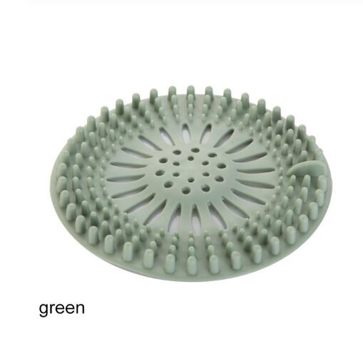 1 stk badekar leverer afløbsfilter bærbar silikone vask filter hårpropp køkken tilbehør badeværelse brusebad afløbsdæksler: Grøn