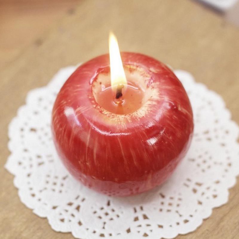 Hem rött äpple form frukt doftljus bröllop dekoration alla hjärtans dag jul ljus lampa ser 88: L