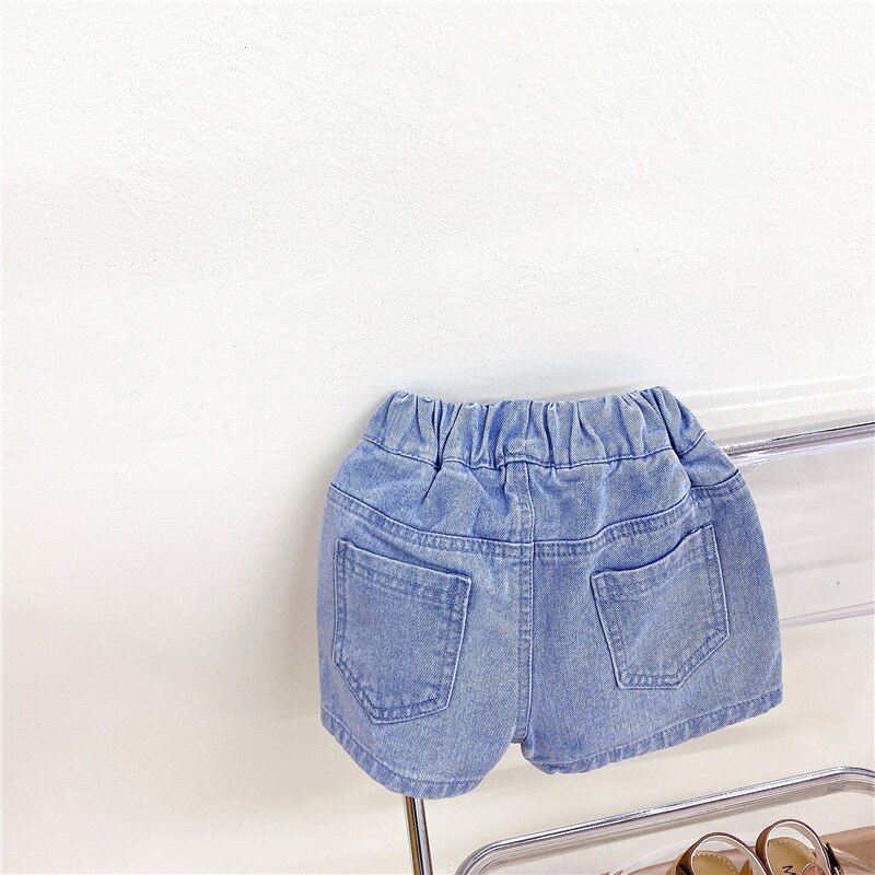 Kinderen Koreaanse Liefde Geborduurde Denim Shorts Lente/Zomer Producten Meisjes Casual Broek Alle-Wedstrijd Broek