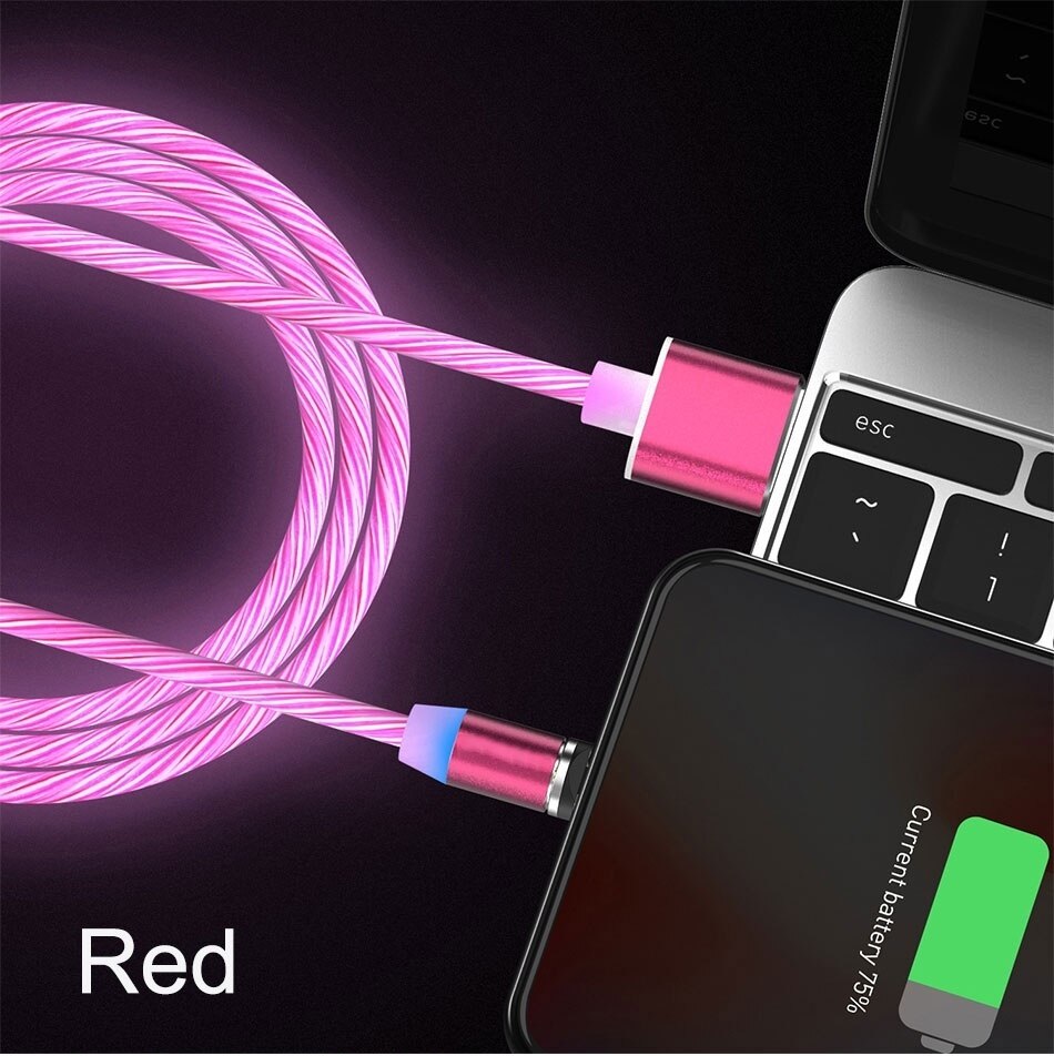 Gloeiende Magnetische Kabel Opladen Usb C Kabel Telefoon Cord Magnetische Oplader Voor Iphone 13 Samsung Huawei Xiaomi Redmi Note 10S 9 8 7