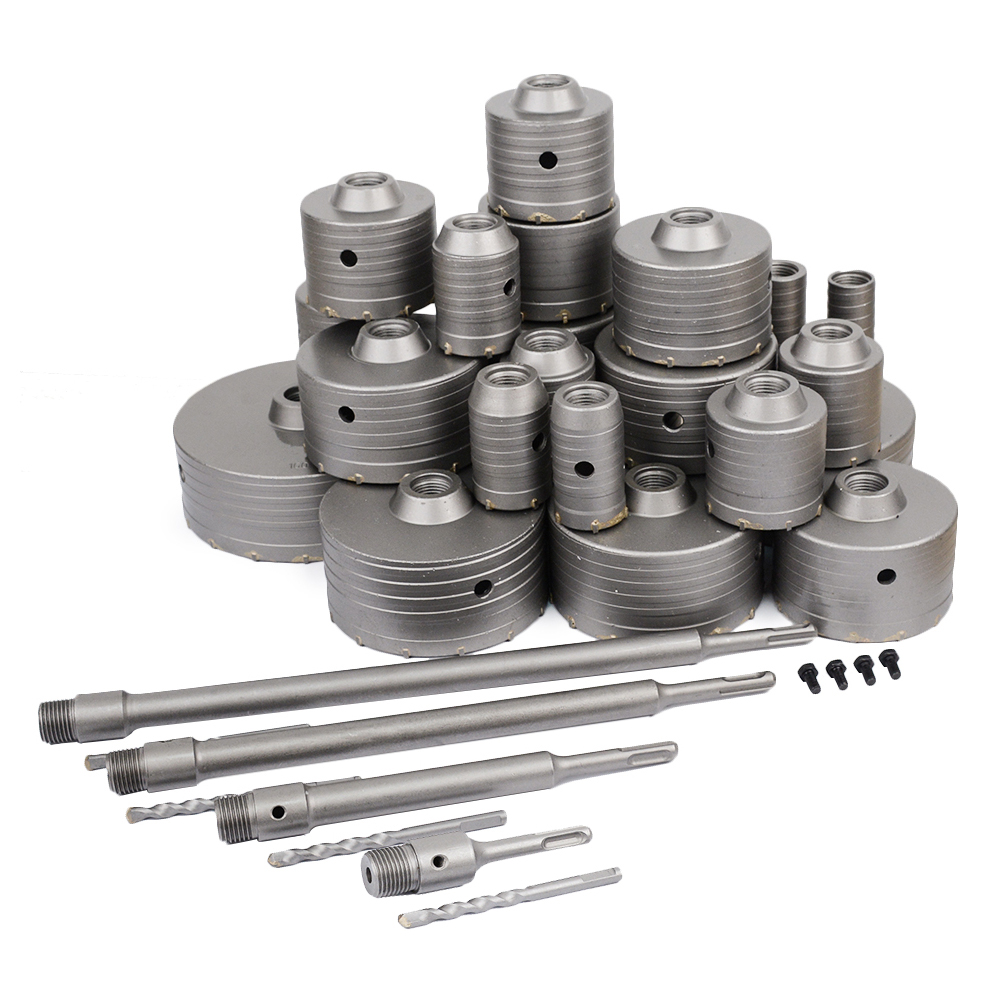 1pc x 30-160mm hulsavsæt til beton, vægbor, sds plus hulsav med rundt skaft til cementmursten