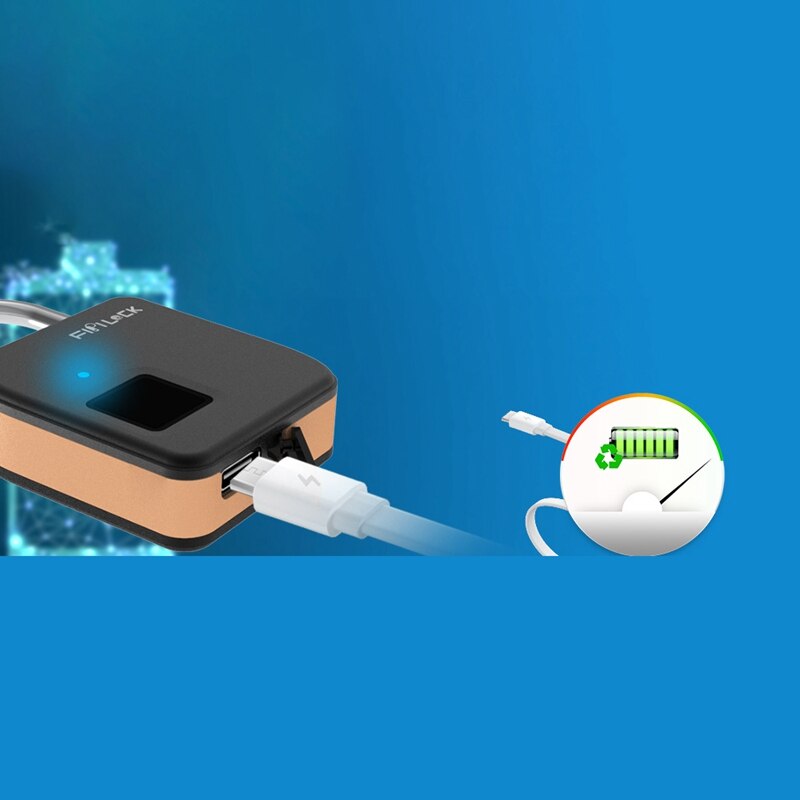 Candado inteligente con huella digital y USB recargable sin llave DE SEGURIDAD DE Fipilock, FL-S3 de aleación de Zinc y Metal de desbloqueo rápido