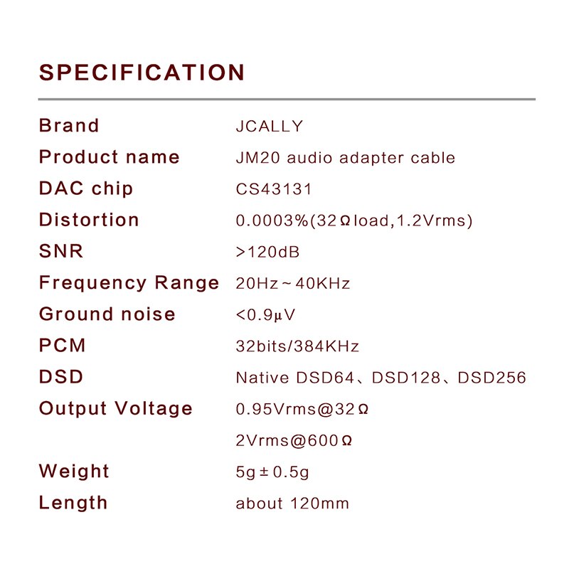 JCALLY JM20 Hohe Leistung CS43131 DAC Decoder verstärker Typ C zu 3,5mm Adapter Reinem Silber Kabel für Android Fenster macOS