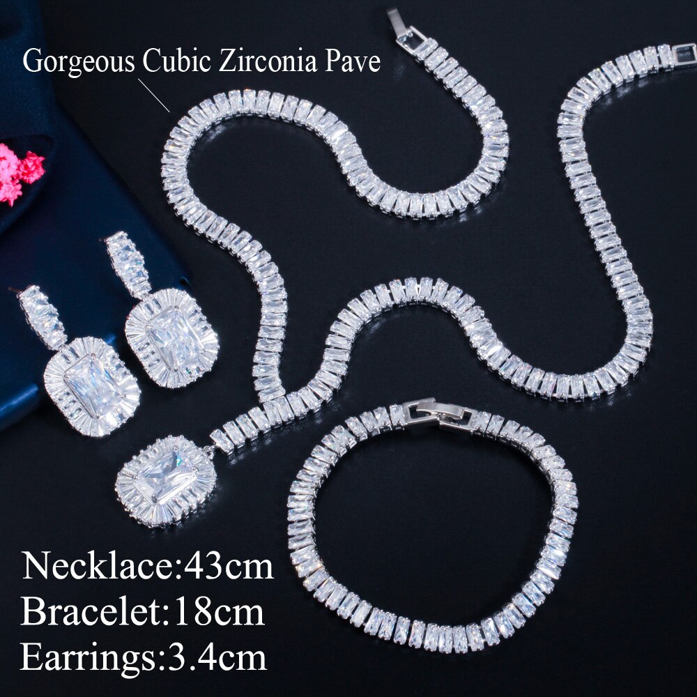 CWWZircons – ensemble de bijoux pour femmes, accessoires de Costume, en zircone cubique de dubaï, pour soirée et mariage, Noble, T508