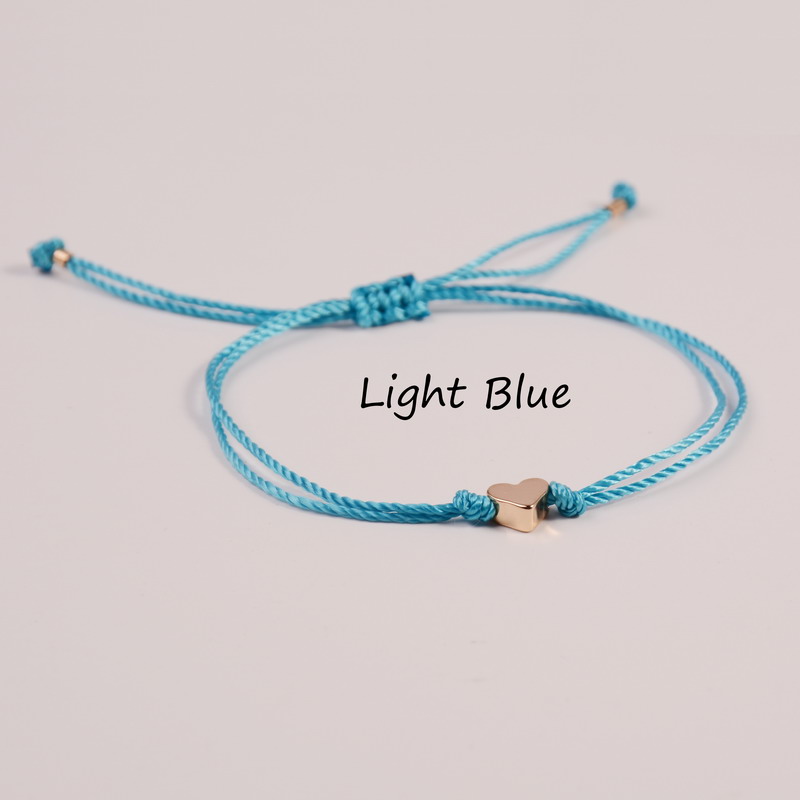 Kleurrijke Verstelbare Hart Handgemaakte Wax String Wens Armbanden & Bangles Vriendschap Armbanden voor Vrouwen Gouden Golf Sharp Armbanden: light blue