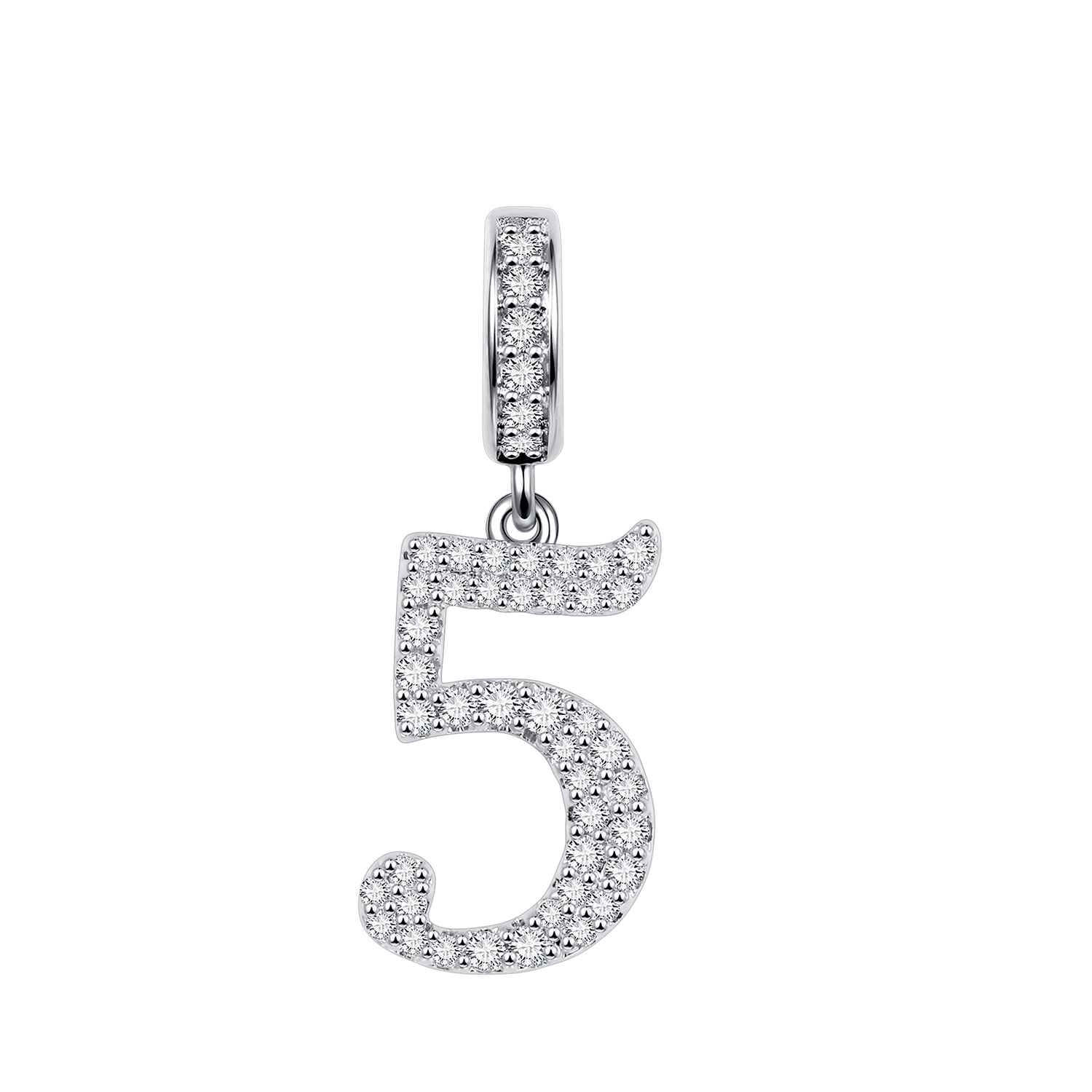 Authentic Sparkling 0—9 Arabic Numerals Dangle Charm Bead Fit Original 925 Sterling Silver Women Bracelet Necklace DIY Jewelry: Lavender