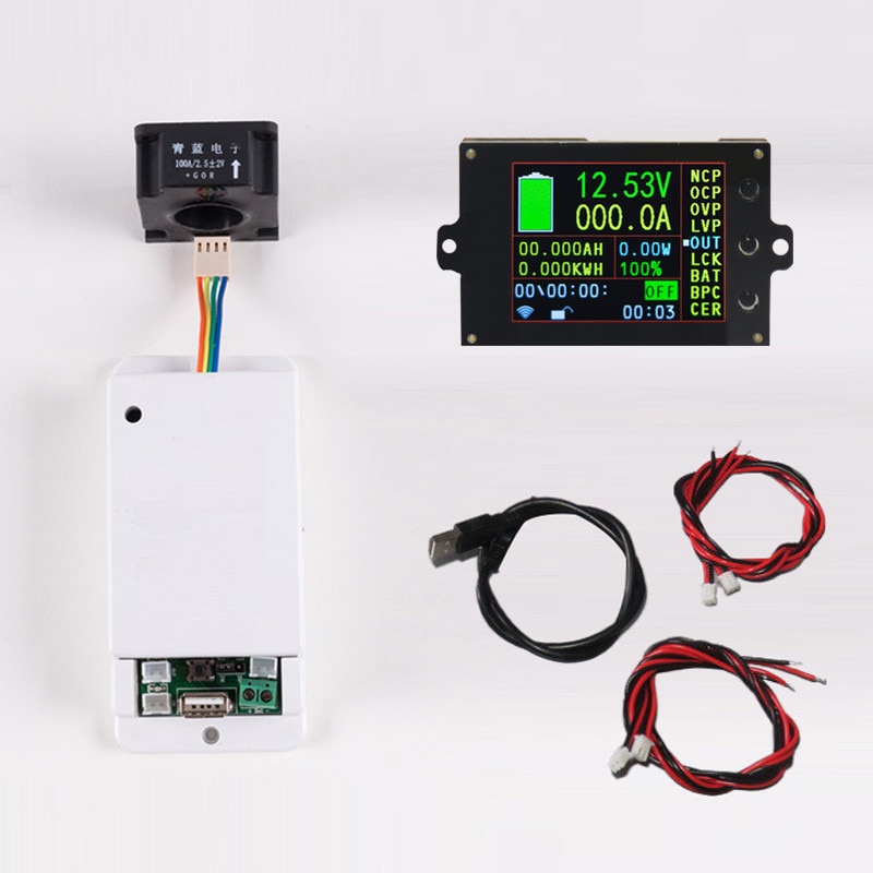 DC 500V 100A 200A 500A medidor de voltaje inalámbrico amperímetro batería Solar carga coulómetro capacidad detector probador de potencia