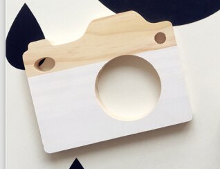 Söta träkamera leksaker dekor barn inredning trä prydnad barn pedagogisk säker naturlig leksak fotografering prop bäst: Vit