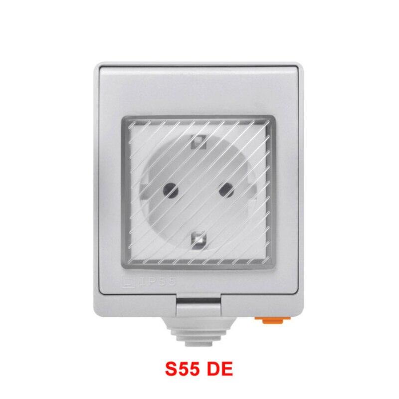 SONOFF S55 IP55 impermeable Wifi potencia inteligente hembra temporizador al aire libre/AU/EU/UK/US/México enchufe de Control remoto funciona con Alexa de Google: DE Plug