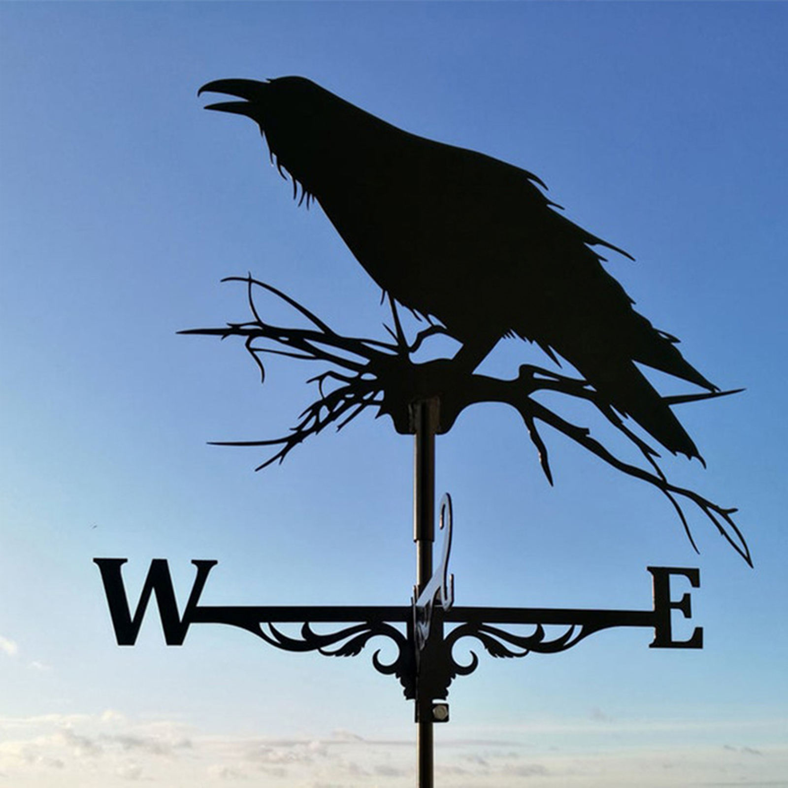 Weather Vane Crafts Durable Decor Ornament Easy Install Stainless Steel for Garden Fence Mount: Crow
