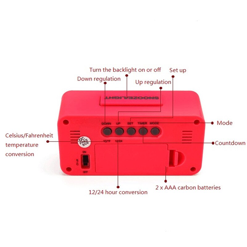 Simple Electronic Table Clock Desktop 12/24 H Sound Control Backlight Snooze Desk Digital Clocks 8 Alarm Watch Student Bedside