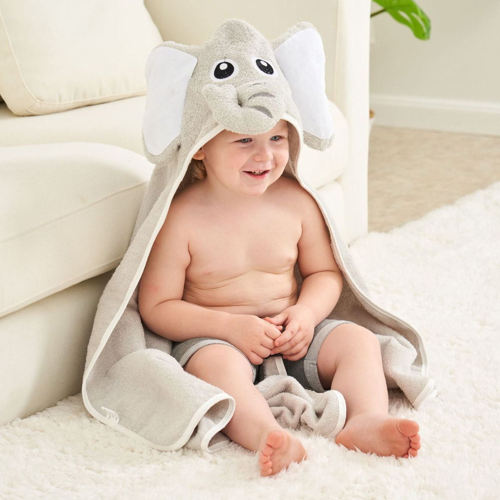 Leuke Olifant Hooded Baby Handdoek Katoen Badhanddoek Met Capuchon Voor Baby &#39;S Peuters Zacht En Absorberend 90*90Cm/35 * 35in