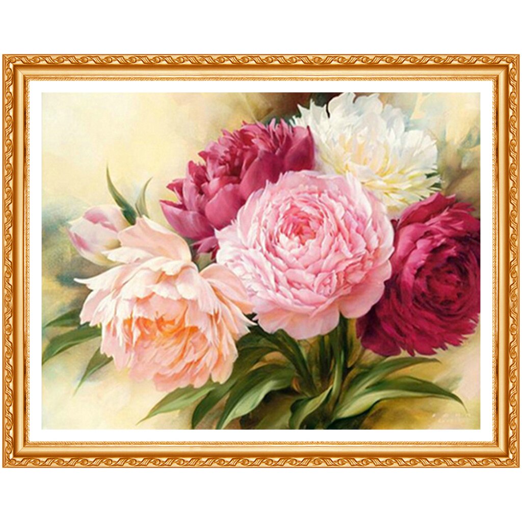 Lot Peinture Diamant 5D – Fleurs – Toile Point De Croix 25x35cm – Kit Complet
