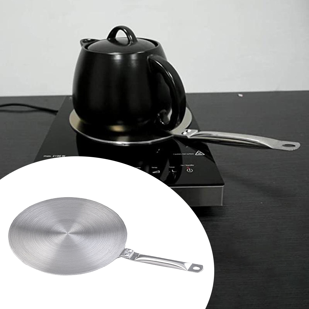 Stainless Steel Induction Hob Adapter Plate Heat Diffuser Converter w/ Handle Cooker Household for Gas Burners Induction Stove