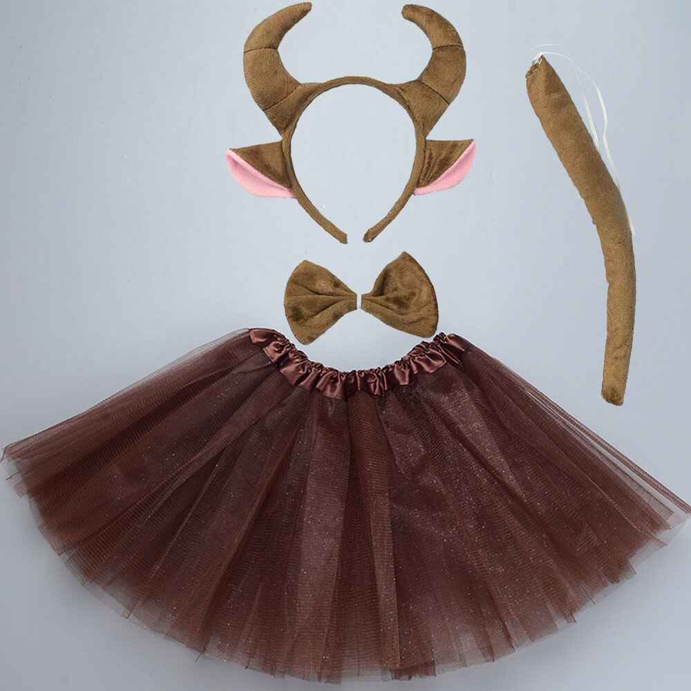 Costume de taureau, vache, Lion, pour enfants et adultes, bandeau, jupe, nœud papillon, Tutu, fête d&#39;anniversaire, Baby Shower, Halloween