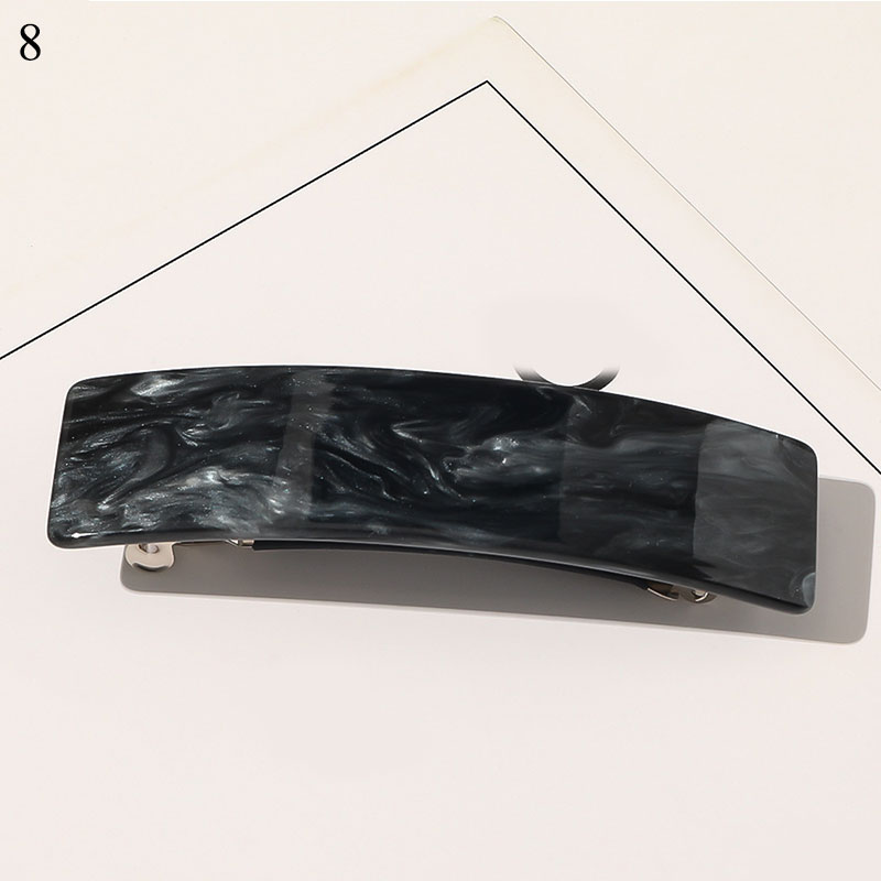 Rectangle Resin Spring Clip Barrette For Women French Marble Print Hairpins Side Clip Shiny Acetate Hair Clip Hair Accessories