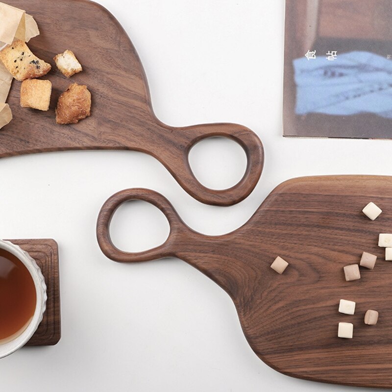 Natural Irregular Steak Bread Board Dessert Tray with Hanging Ring Cutting Chopping Board Placement Plate Art