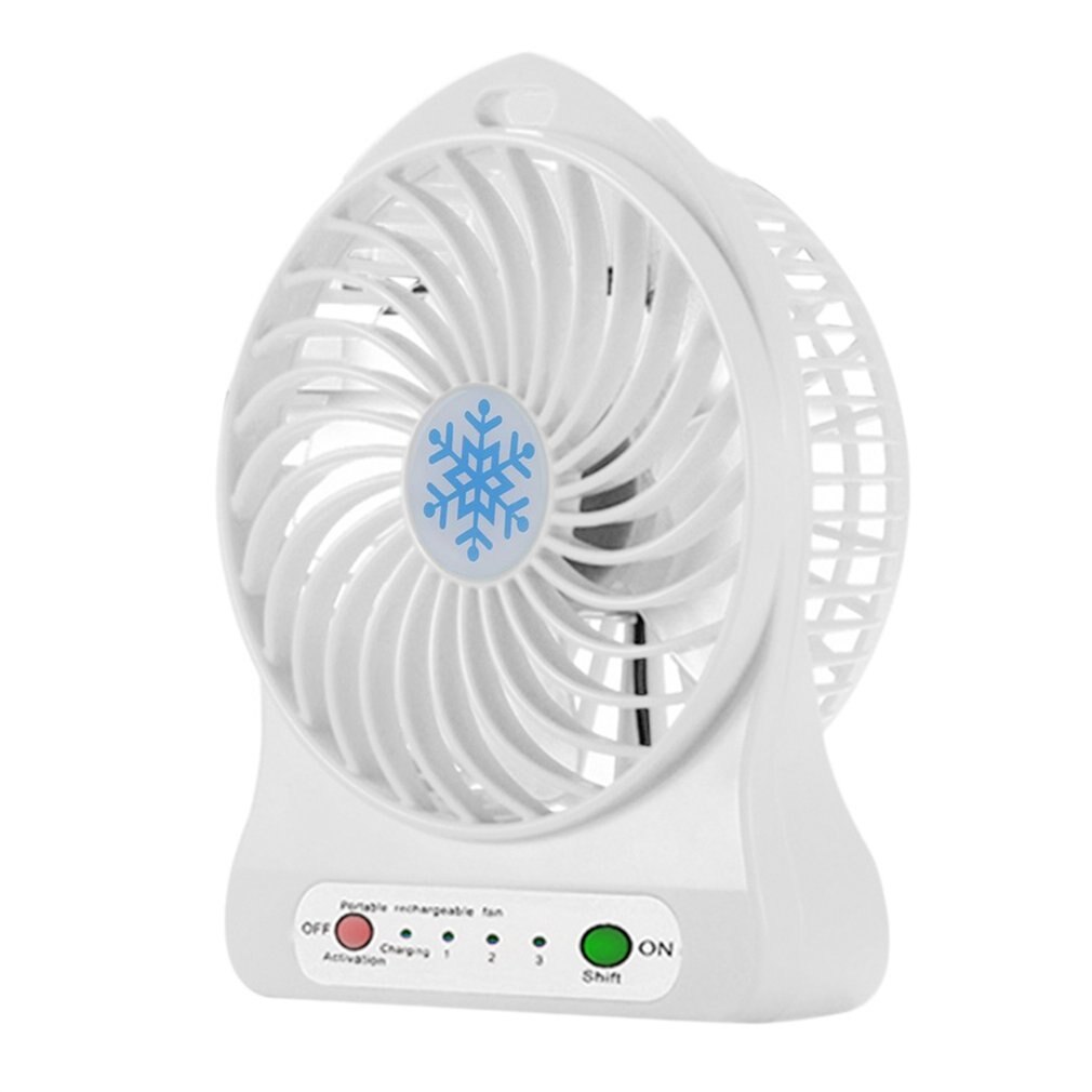 Mini bærbar ventilator usb genopladelig luftkøler 4- tommer 3 tilstande hastigheds-ledet belysningsfunktion desktop fan studerende fan: Hvid