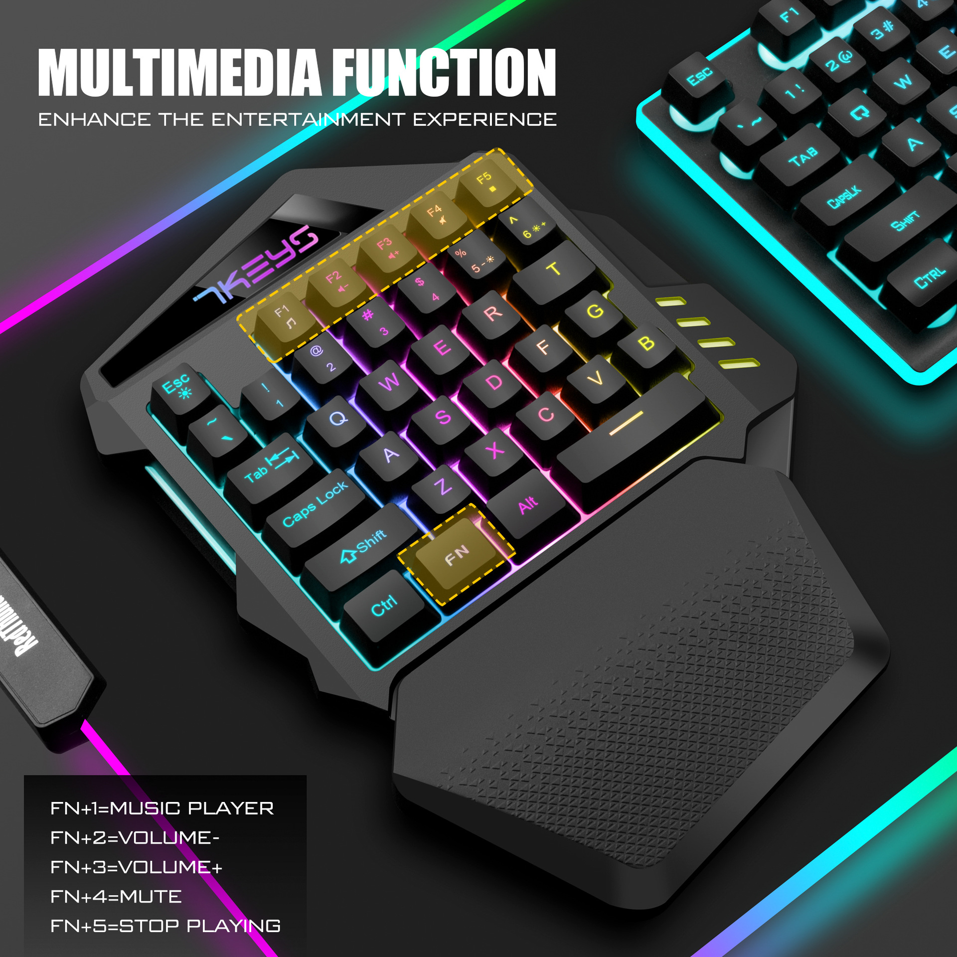 Mechanical Gaming Keyboard One-Handed Keyboard 2.4g Wireless Rgb Left-Handed E-Sports Small Keyboard Computer Accessories