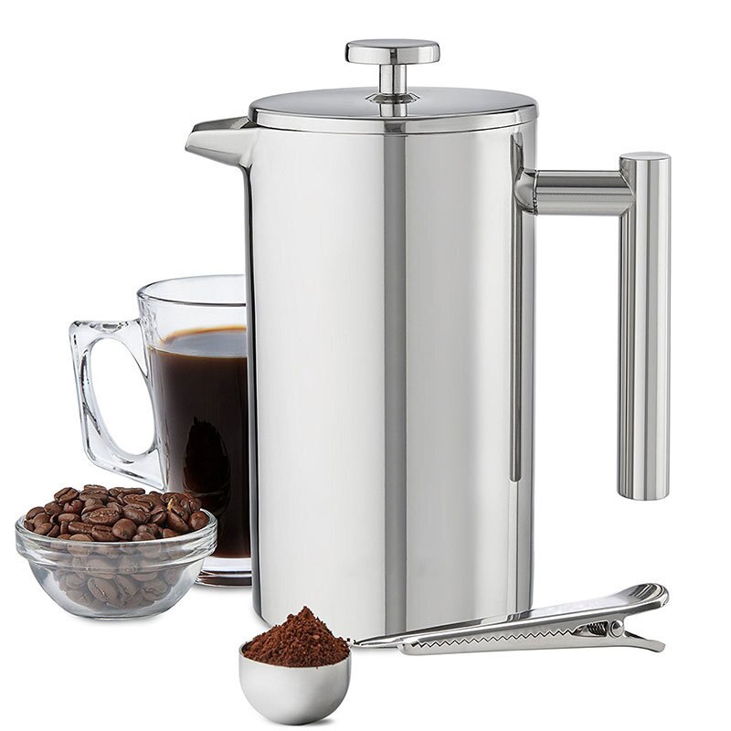 Insulated French Coffee Press Maker Pot 1000ml Double Wall Stainless Steel