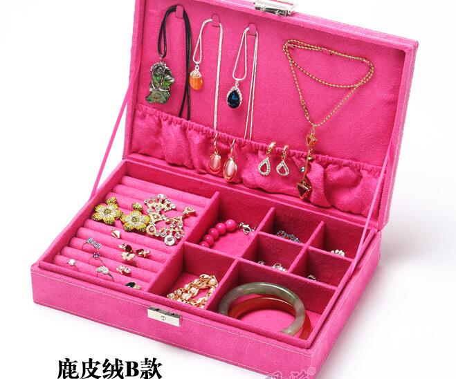 guanya brand jewelry Accessories box plate stud earring earrings storage case ring wedding birthday: rose red 669