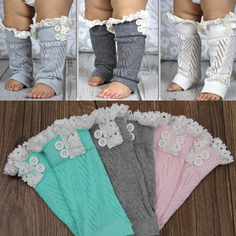 Calentador de piernas liso para niñas BabyKids, calentador de piernas para niñas con volantes de encaje, calentador de piernas tejido con Cable, para ropa de 2-8 años